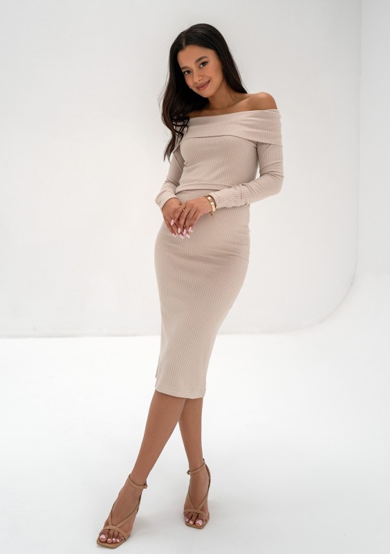 Silky - Beige knitted skirt