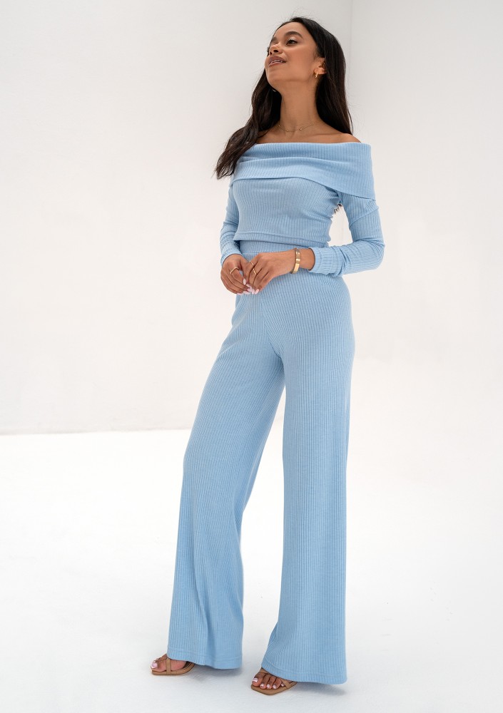 Silky - Light blue knitted trousers