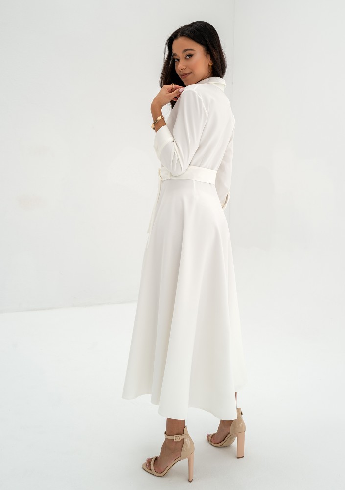 Melody - Ecru midi shirt dress