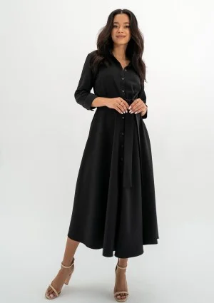 Melody - Black midi shirt dress