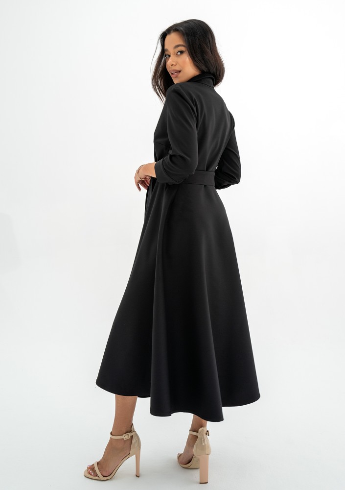Melody - Black midi shirt dress