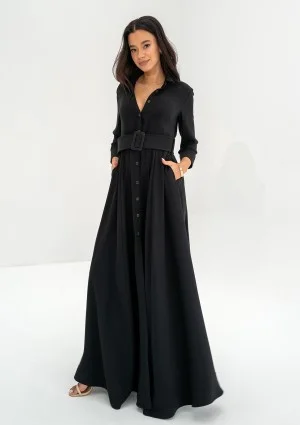 Sofia - Black maxi shirt dress