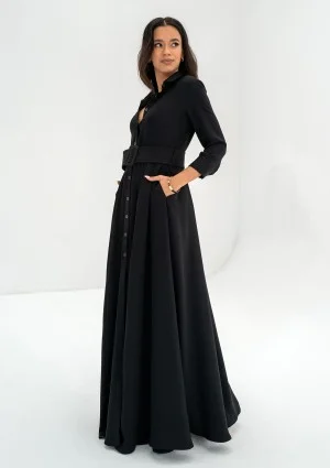 Sofia - Black maxi shirt dress