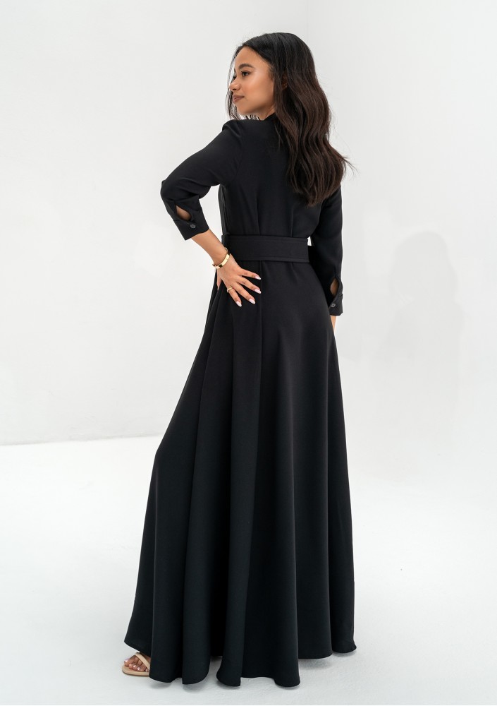 Sofia - Black maxi shirt dress