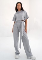 Sky - Melange grey wide pants