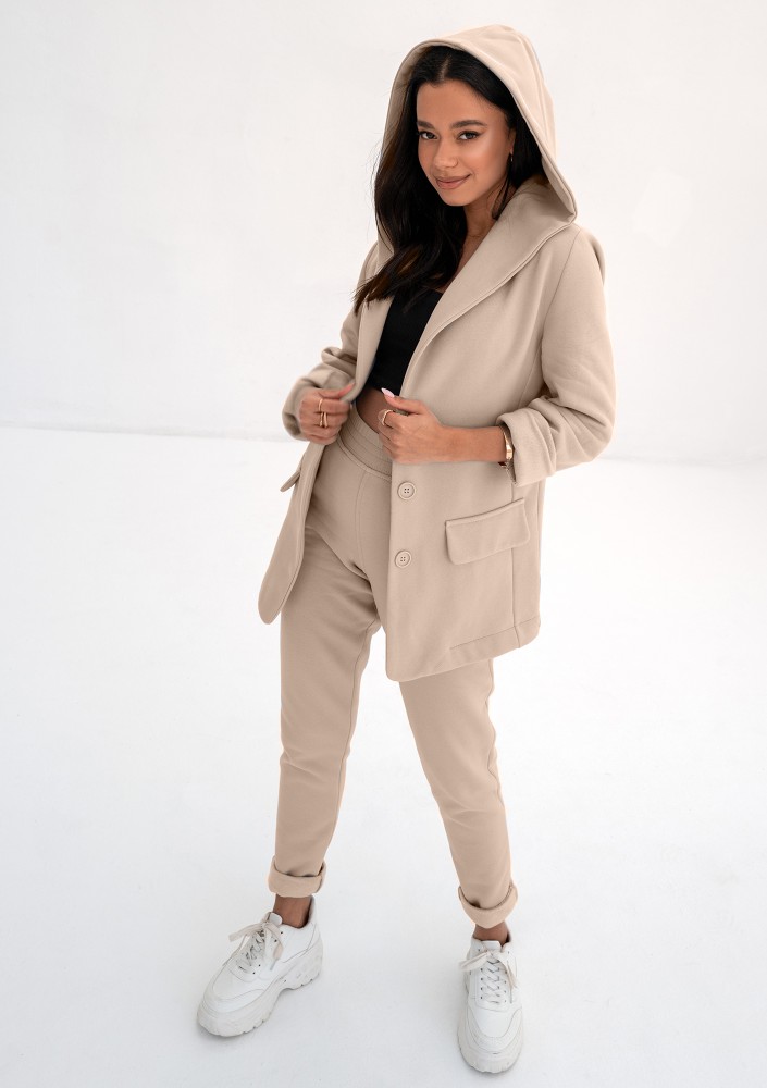 Kerry - Beige hooded blazer