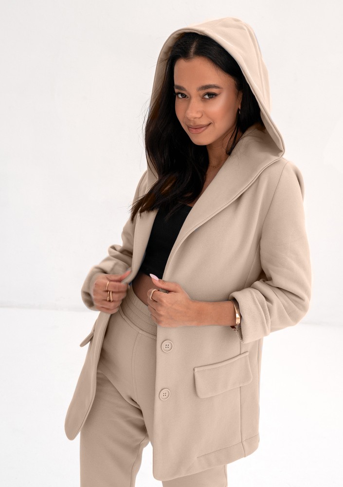 Kerry - Beige hooded blazer
