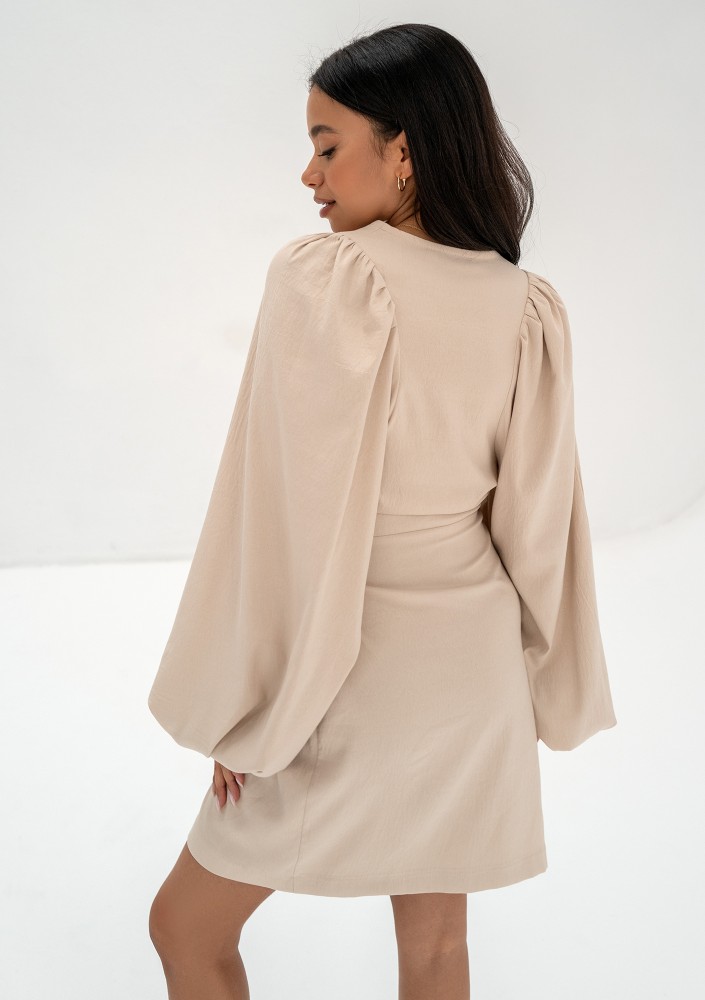 Tilly - Beige wrap dress