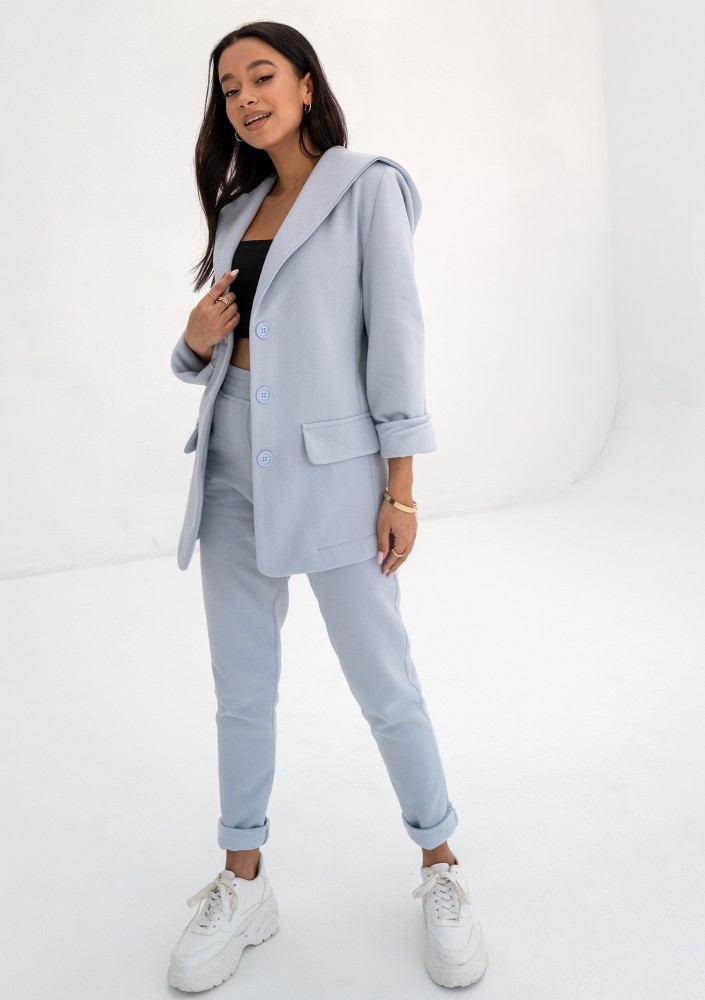 Kerry - Light blue hooded blazer