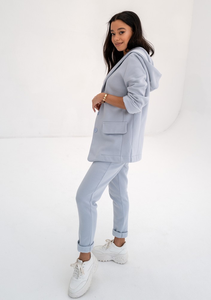 Kerry - Light blue hooded blazer