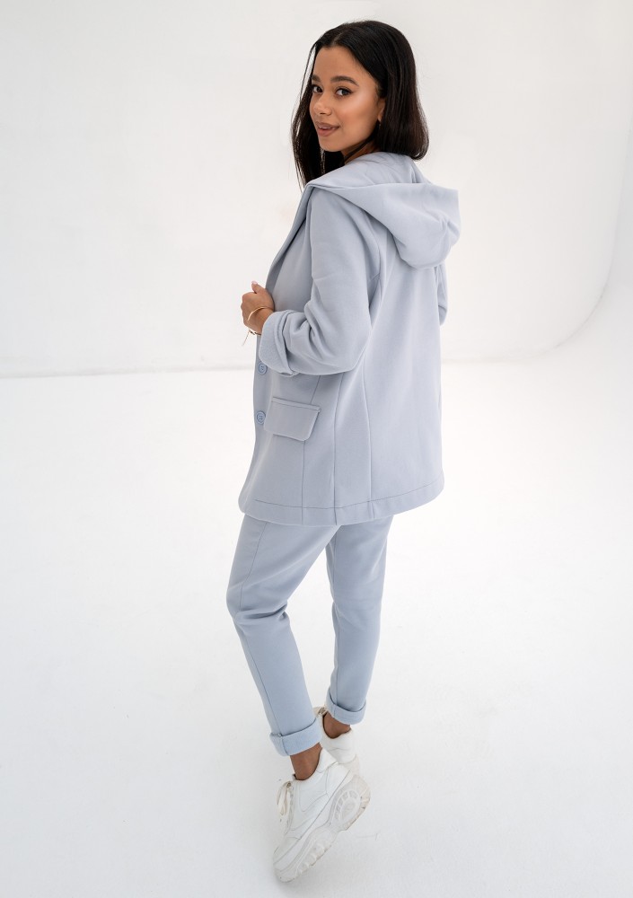 Kerry - Light blue hooded blazer