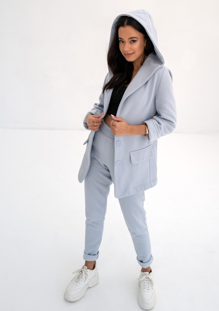 Kerry - Light blue hooded blazer