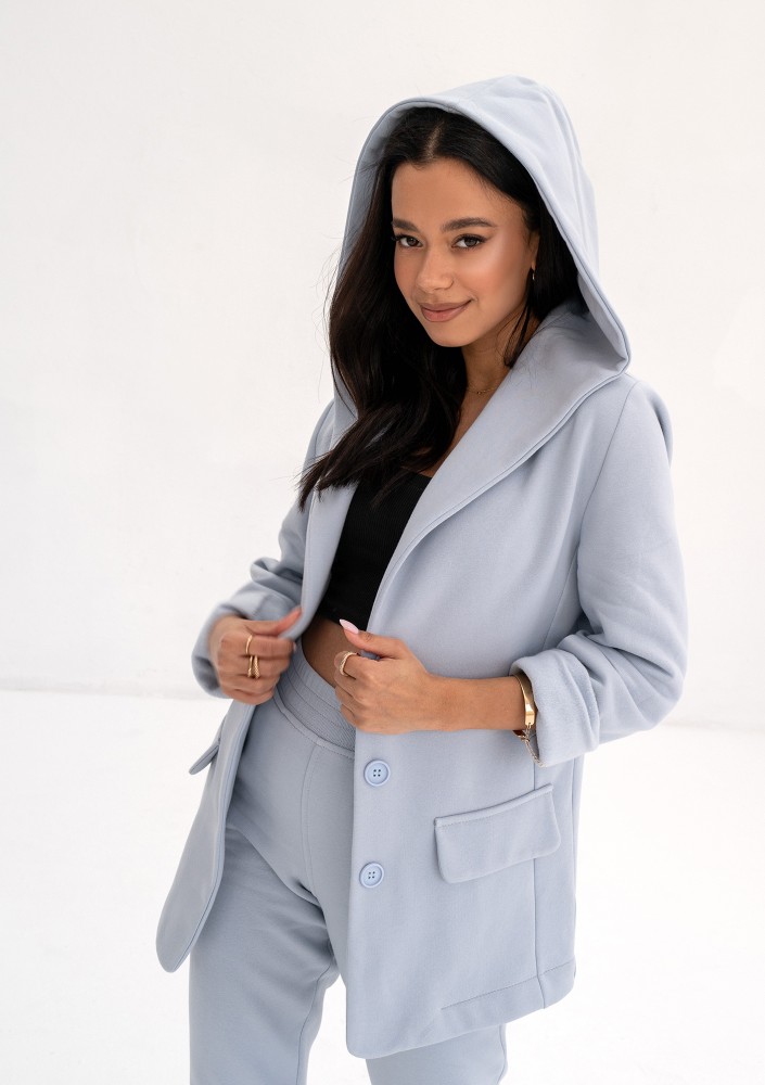 Kerry - Light blue hooded blazer