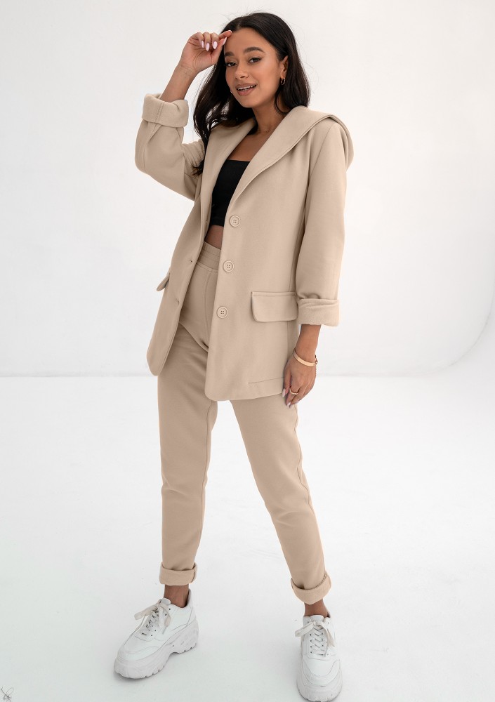 Kerry - Beige hooded blazer