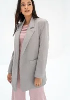 Zura - Grey oversized faux suede blazer