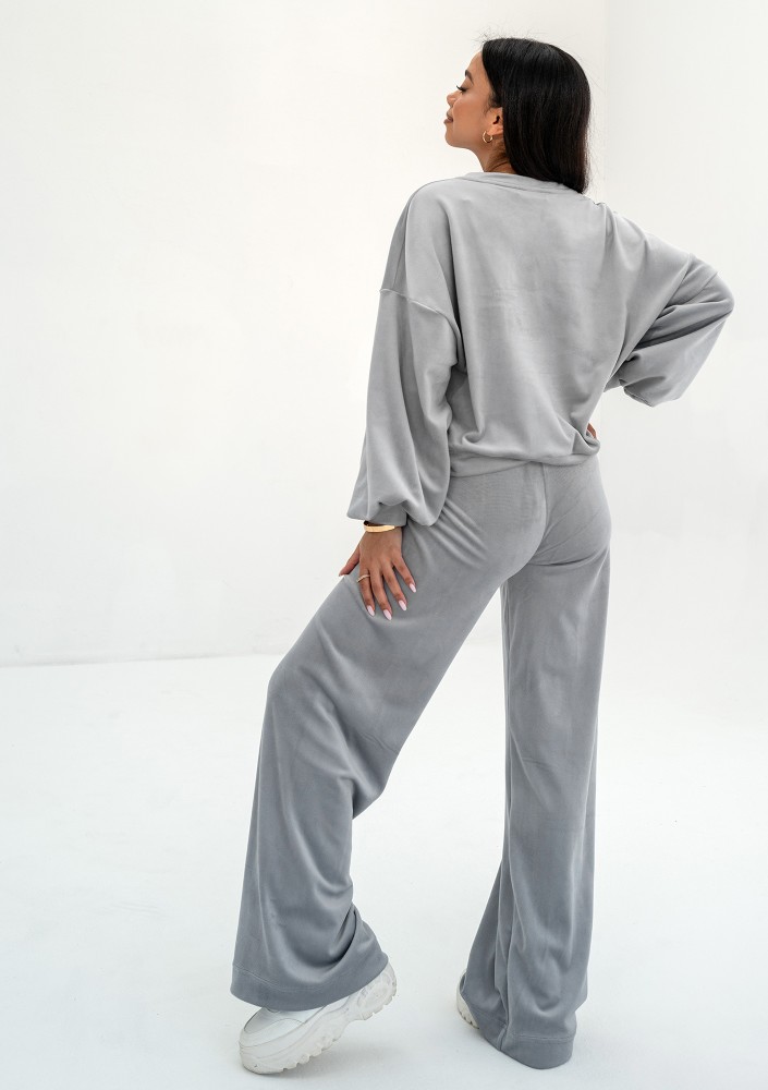 Delsy Velvet - Spodnie dresowe velvet Misty Grey
