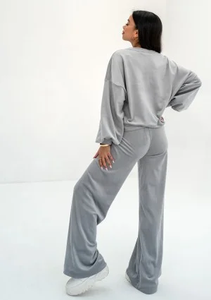 Delsy Velvet - Bluza velvet z wycięciem Misty Grey