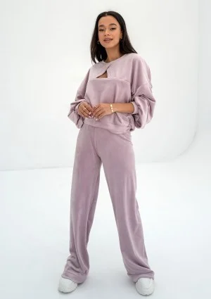 Delsy Velvet - Lilac pink velvet sweatshirt