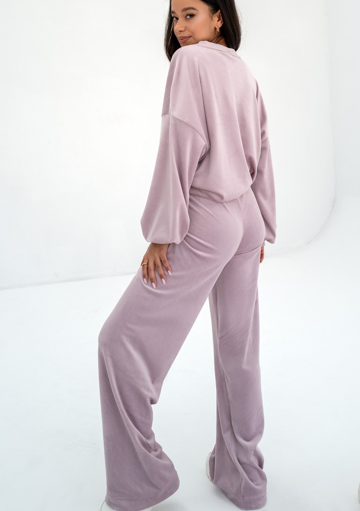 Delsy Velvet - Lilac pink velvet sweatshirt