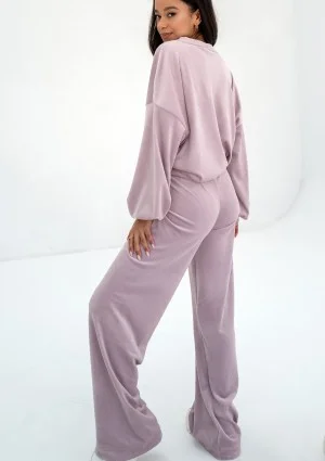 Delsy Velvet - Lilac pink velvet sweatpants