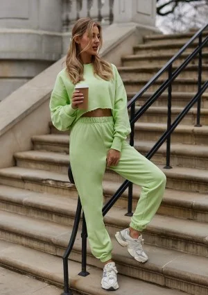 Shore Crop - Lime green crop oversize sweatshirt