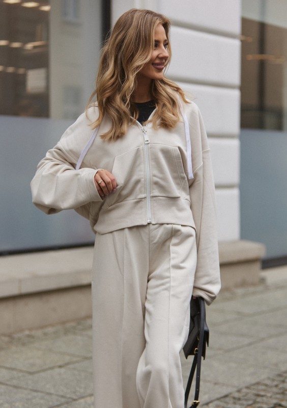 Bane - Rozpinana bluza oversize z kapturem Coconut