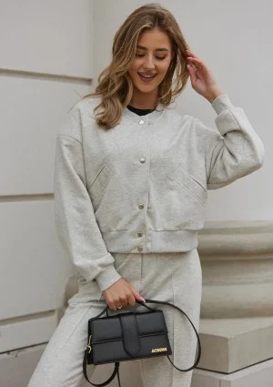 Club - Warm melange snap-buttoned sweatshirt