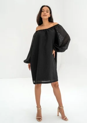 Meggie - Black openwork mini dress