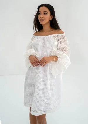 Meggie - White openwork mini dress