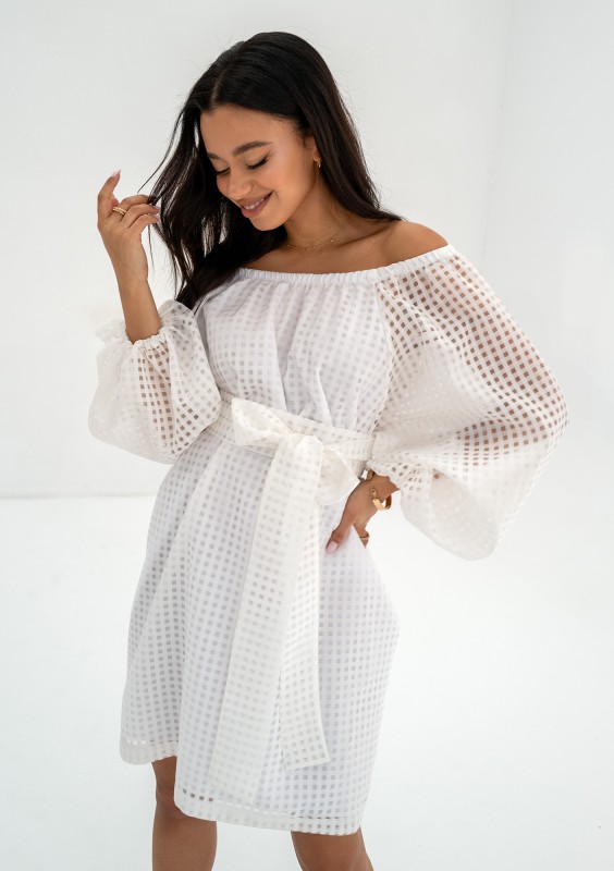 Meggie - White openwork mini dress