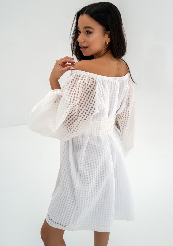 Meggie - White openwork mini dress
