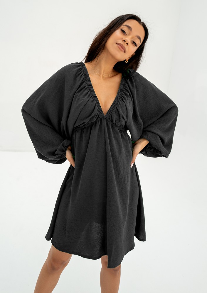 Aruba - Black V-neck mini dress