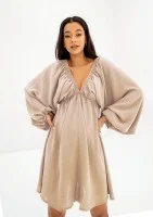Aruba - Beige V-neck mini dress