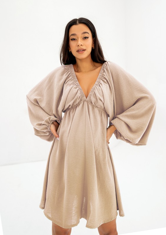 Aruba - Beige V-neck mini dress