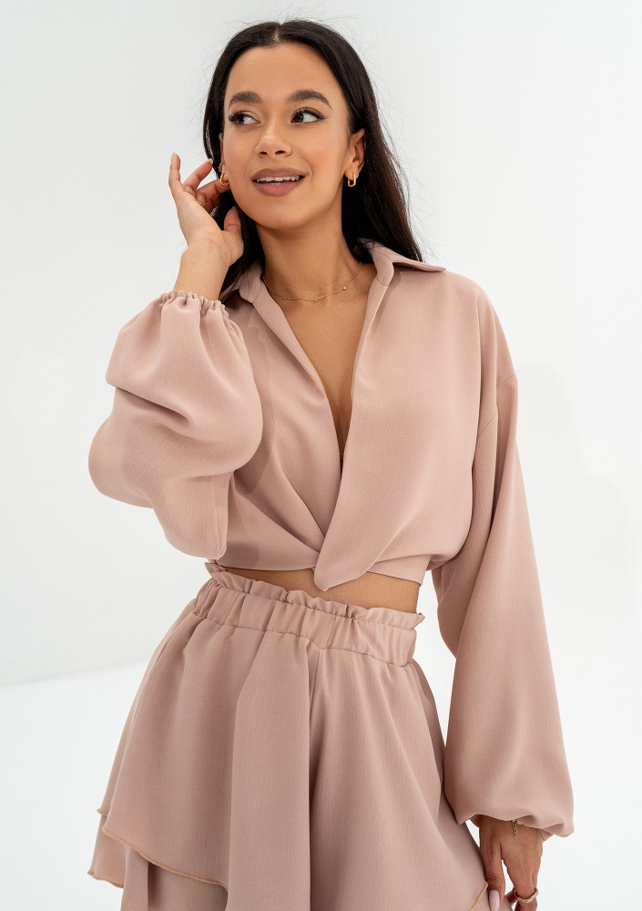 Toscane - Beige crop shirt