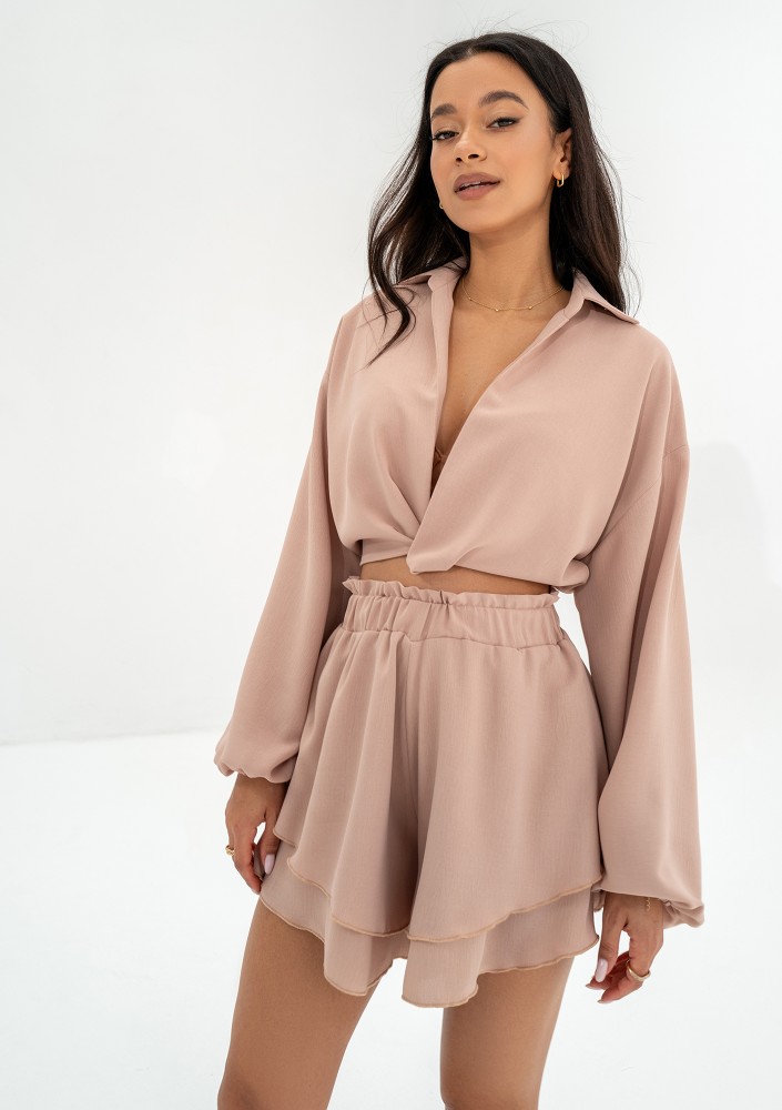 Toscane - Beige crop shirt