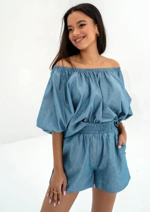 Boco - Top oversize z bawełny Light Jeans