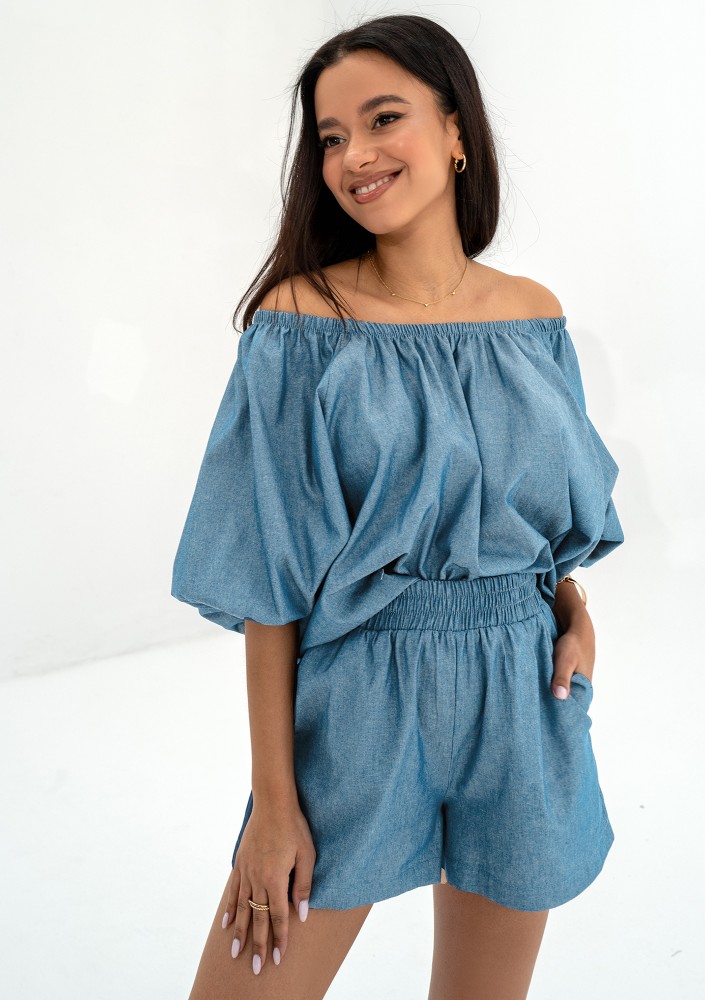 Boco - Top oversize z bawełny Light Jeans