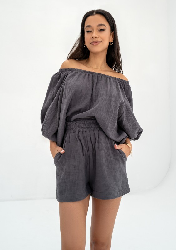 Boco - Dark grey muslin shorts