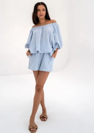 Boco - Light blue muslin shorts