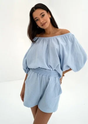 Boco - Light blue muslin shorts