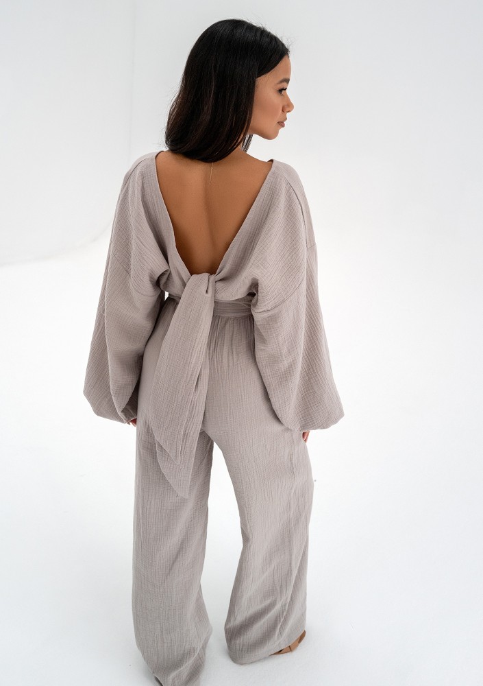 Alines - Taupe muslin wide pants