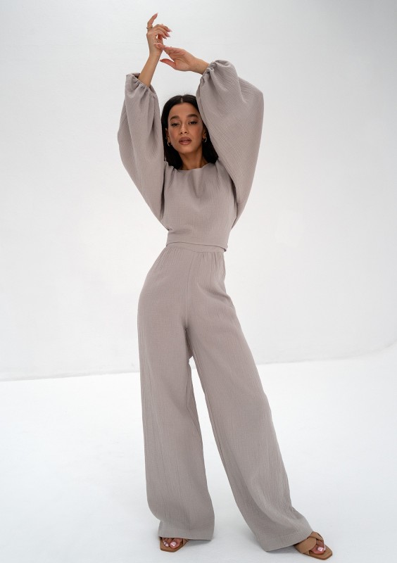 Alines - Taupe muslin wide pants