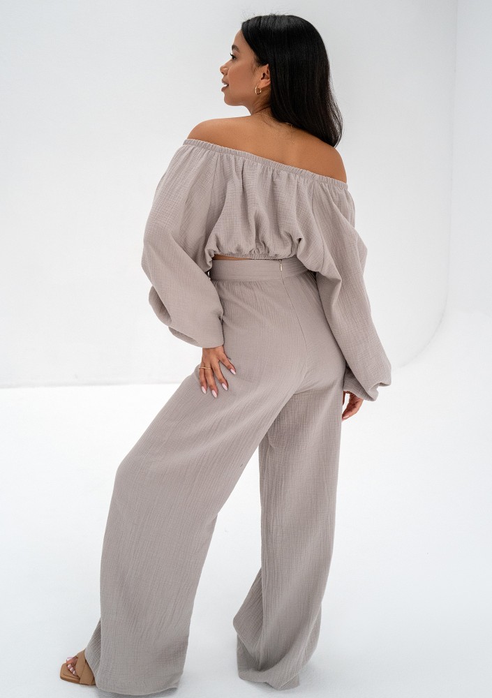 Alines - Taupe muslin wide pants
