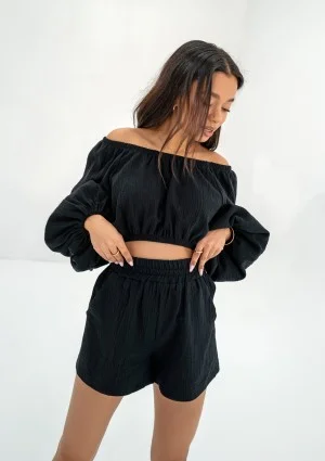Boco - Black muslin shorts