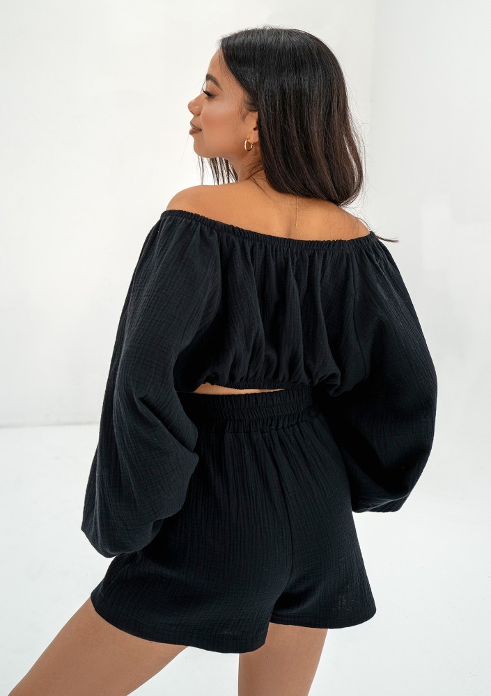Boco - Black muslin shorts
