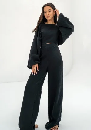 Alines - Black muslin wide pants