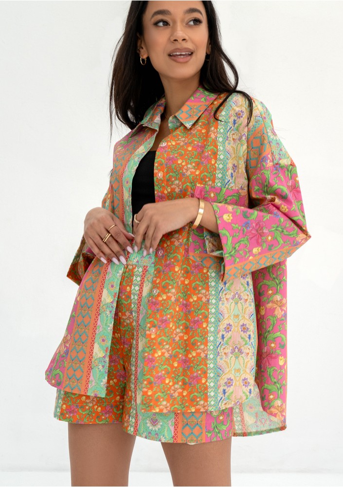 Filo - Koszula w kwiatki boho Pink