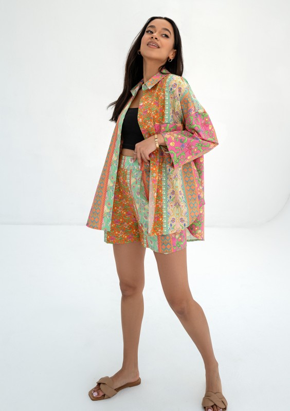 Suri - Pink floral boho oversize shirt