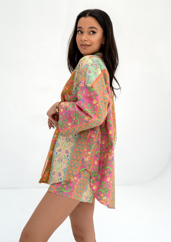 Suri - Pink floral boho oversize shirt